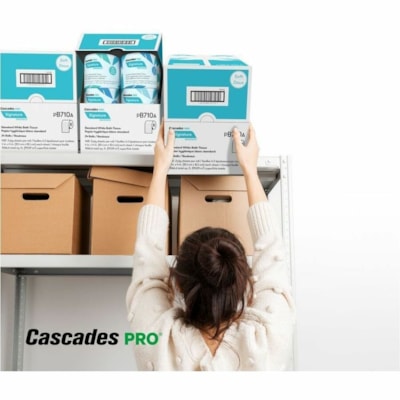 Cascades PRO Signature Bathroom Tissue - 2 Ply - 4" (101.60 mm) Width x 4" (101.60 mm) Length - 400 Sheets/Roll - White - Paper - 24 Rolls Per Pack 4 SHEET  400 SHEETS/ROLL  2PLY 