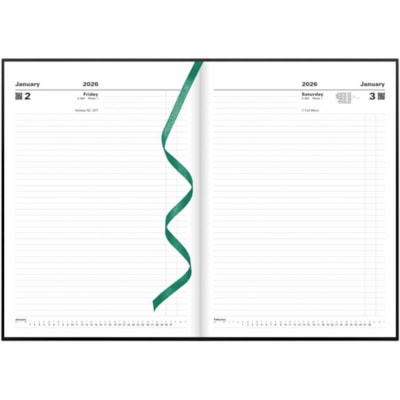 Letts 2026 Standard 12-Month Daily Planner - January to January - 11-3/4" x 8-1/4" - Black - English - Standard - Daily - 12 Month - January 2026 to December 2026 - 1 Day Single Page Layout - A4 - 8 1/4" (209.55 mm) x 11 3/4" (298.45 mm) Sheet Size - White Sheet - Perfect - Black - Paper - Leather C  