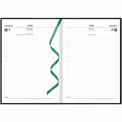 Letts 2026 Standard 12-Month Daily Planner - January to January - 8-1/4" x 5-7/8" - Black - English - Standard - Daily - 13 Month - January 2026 to December 2026 - 1 Day Single Page Layout - A5 - 5 53/64" (148.08 mm) x 8 1/4" (209.55 mm) Sheet Size - White Sheet - Perfect - Desk - Black - Paper - Le  