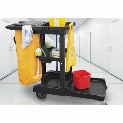 Globe Janitorial Cart Replacement Bag - For Janitor Cart - Yellow - Vinyl - 27.50" (698.50 mm) Height x 15" (381 mm) Width x 12" (304.80 mm) Length - 1 Box 6 GROMMET REPLACEMENT BAG EASY REMOVAL OF TRASH & LINERS