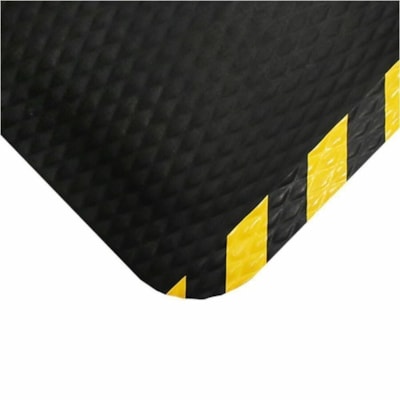 M+A Hog Heaven - Indoor, Industry, Commercial - 60" (1524 mm) Length x 36" (914.40 mm) Width x 0.870" (22.10 mm) Thickness - Rectangular - Diamond - Nitrile Rubber - Black, Yellow - 1 / Unit BLACK W/YELLOW BORDER ANTI-FATIGUE MAT