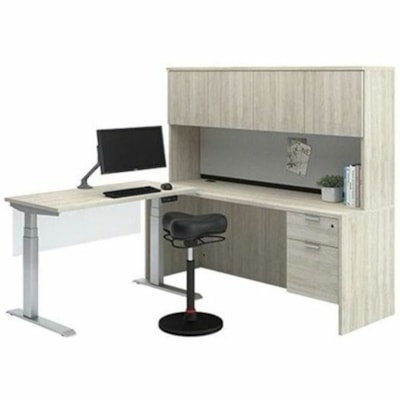 HDL Athena Sit-stand Desk - Contemporary Style - 220 lb (99.79 kg) Capacity - Height Adjustable - 72" (1828.80 mm) Table Top Width x 30" (762 mm) Table Top Depth - 45.5" (1155.70 mm) Height - Commercial - Assembly Required - Silver, Evening Zen - Laminate, Metal EVENING ZEN/SILVER 2 LEG BASE 72'' W X 30''D X 27.5-45.5''H