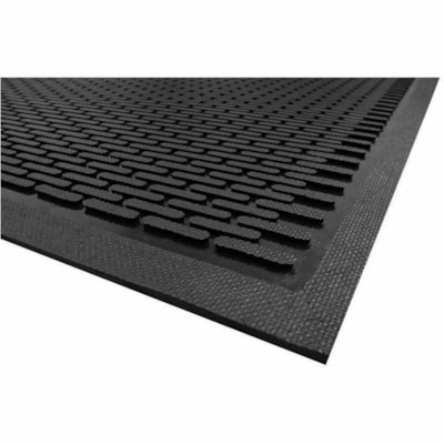 M+A SuperScrape Industrial-Grade Black Outdoor Entrance Rubber Scraper Mat, 4' x 6' - Entrance, Floor, Outside Entrance, Commercial, Industry - 72" (1828.80 mm) Length x 48" (1219.20 mm) Width x 0.370" (9.40 mm) Thickness - Rectangular - Nitrile Rubber - Black - 1 / Unit SCRAPER ENTRANCE MAT 