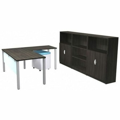 HDL - Bureau Innovations INV6660TB-LOOP-GDSL - Tissu: Métal, Stratifié - Finition: Gris du soir, Stratifié - Pour Chambre de résidence, Bureau à domicile, Entreprise, Bureau, Commercial GREY DUSK W/SILVER LOOP LEGS 66"WX60"DX29"H PACK IN 7 BOXES