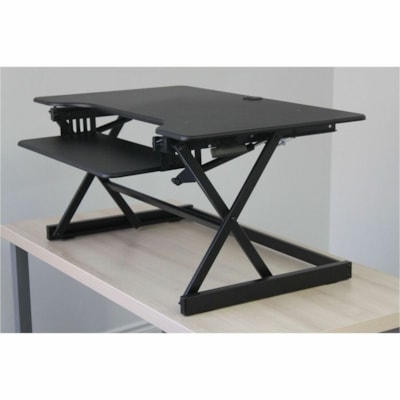 Rocelco 40"W-20"H Deluxe Adjustable Desk Riser - 40 lb (18143.69 g) Load Capacity - 20" (508 mm) Height x 40" (1016 mm) Width - Desk - Matte - Metal, Steel, Medium Density Fiberboard (MDF) - Black - For Notebook, Monitor - Adjustable, Sit-stand, Ergonomic, Retractable, Keyboard Tray, Grommet, Cord M table Desk Riser igue mat