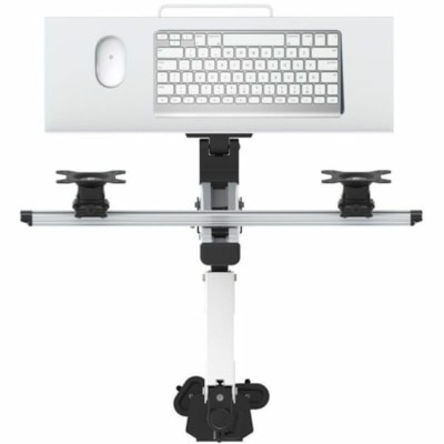 Rocelco - Montage de bureau Sit-Stand pour Moniteur, Poste de travail, Ordinateur, Clavier, Souris - Noir - Hauteur réglable - 27 po Support d'écran - 24 lb (10886,22 g) Capacité de charge - Acier, Aluminium - 1 Unité  Floating Desk ise à debout.