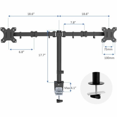 Élévateur de bureau multiusage Hauteur réglable Rocelco - Jusqu'à 27 po Support d'écran - 30 lb (13607,77 g) Capacité de charge - 31,50 po (800,10 mm) Largeur - Noir - Pour Moniteur, Ordinateur Portable - Adjustable, Plateau à clavier, Ergonomique  Riser/Standing Desk Converter -Dbl monitor