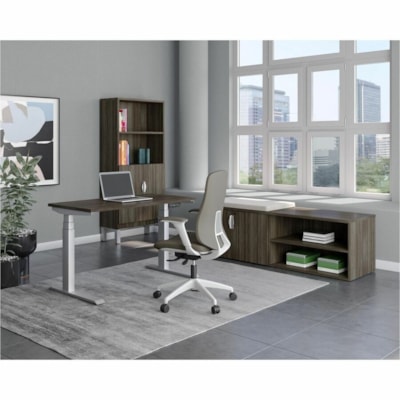 HDL Zeus Mid-Back Chair - Dark Gray Polypropylene Seat - Dark Gray Polypropylene Back - Mid Back - 5-star Base - Armrest POLYURETHANE SEAT AND BACK 