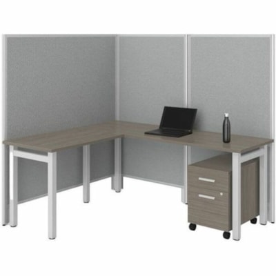 Offices To Go OTG | 48" Panel - Fabric Top and Bottom - 48" (1219.20 mm) Width x 66" (1676.40 mm) Height x 1.30" (33.02 mm) Depth - Black Aluminum Frame - Fabric - Lola Black, Tungsten LOLA  BLACK 