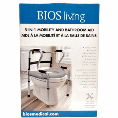 BIOS Medical Aide à la mobilité 5-en-1 - 300 lb (136077,71 g) Capacité de charge CADRE EN ALUMINIUM LéGER CAPACITé DE POIDS 300LB/136KG