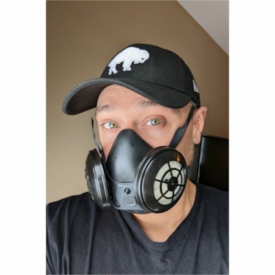 Dentec Comfort-Air N95 Half-face Respirator - Recommended for: Grinding, Welding, Helmet - Small/Medium - Dust, Particulate, Solid/Liquid Aerosol Protection - Rubber, Elastomer - Black - Respirator Filter, Dust Resistant, Adjustable, Comfortable, Seamless Molded Construction, Durable, Inhalation Val ELASTOMERIC NO EXHALE VALVE 