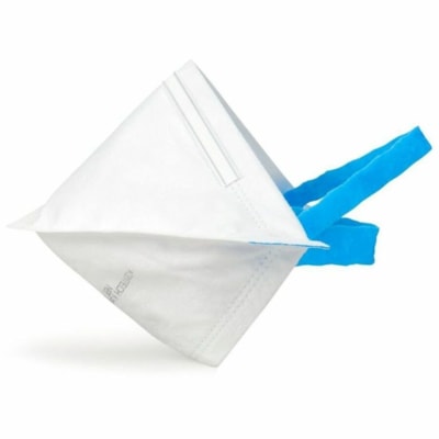 KIMTECH N95 Pouch Respirator - Small - Particulate Protection - Polypropylene - White - Comfortable, Breathable, Foldable, Adjustable Nose-piece, Soft, Stretchable, Latex-free, Head Strap, Lightweight - 50 / Pack  SMALL SIZE WHITE W/2 BLUE HEADBANDS