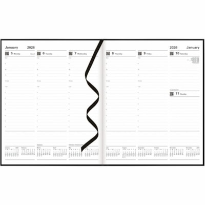 Letts 2026 Principal 12-Month Weekly Planner - January to December - 10 -1/4" x 8-1/4" - Black - English - Weekly - 12 Month - January 2026 to December 2026 - 8:00 AM to 8:00 PM - Hourly, Monday - Friday - 1 Week Double Page Layout - 8 1/4" (209.55 mm) x 10 1/4" (260.35 mm) Sheet Size - White Sheet   