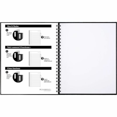 Cambridge Cambridge Limited Hardcover Business Notebook - 96 Sheets - Twin Wirebound - Ruled Front Ruling - 9 1/2" (241.30 mm) x 11" (279.40 mm) Sheet Size - 11" (279.40 mm) Height x 9.50" (241.30 mm) Width x 0.75" (19.05 mm) Depth - Black Cover - Hard Cover, Perforated, Heavyweight, Storage Pocket, 96 RULED SHEETS BLACK