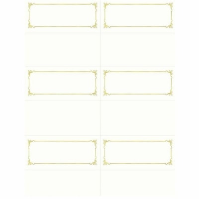 St. James® Overtures Embassy Place Cards, Ivory, Gold Foil, Fold to 1¾ x 4¼" , Pack of 60 - 1 3/4" (44.45 mm) x 4 1/4" (107.95 mm) - 65 lb (29483.50 g) Basis Weight - Acid-free, Lignin-free, Micro Perforated, Foldable, Printable - Ivory - 60 Pack  ST. JAMES OVERTURES  60PK 10%PCW  FSC