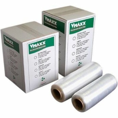 Malpack V-Maxx Pre-Stretch Hand Film, 18" x 1,476', Carton of 4 Rolls - Puncture Resistant - Clear - 4 / Carton STANDARD 4 ROLLS/CASE 