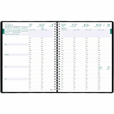 Blueline 2026 Timanager 13-Month Weekly/Monthly Planner - December to December - 8-1/2" x 6-3/4" - Black - Bilingual - Weekly, Monthly - 13 Month - December 2025 to December 2026 - 7:00 AM to 7:30 PM - Half-hourly - Monday - Friday - 6 3/4" (171.45 mm) x 8 1/2" (215.90 mm) Sheet Size - Twin Wire - B  