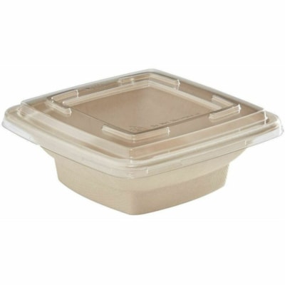 Eco Guardian - Couvercle PET transparent pour contenant carré en bambou de 28 oz / Recyclable - Polytéréphtalate d'éthylène - clair - 50 / emballage COUV PET FIBRE PET RECYCLABLE 