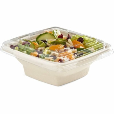 Eco Guardian 16 oz Square Fibre Compostable Container Lid - Square - Polyethylene Terephthalate (PET) - Clear - 50 / Pack PET LID FIBRE RECYCLABLE PET 
