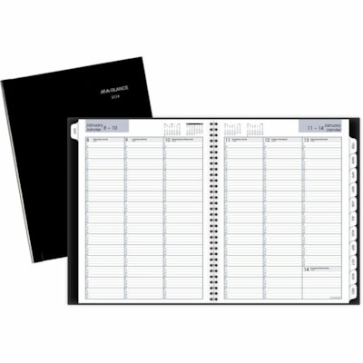 ACCO DayMinder Premiere Diary - Weekly - January 2024 to December 2024 - 7:00 AM to 9:45 PM - Monday - Friday - 1 Week Single Page Layout - 8" (203.20 mm) x 11" (279.40 mm) Sheet Size - Twin Wire - Black - Monthly Tab, Bilingual, Hard Cover - 1 Each HARDCOVER BILINGUAL PREMIERE BLACK