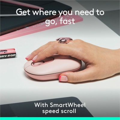 Logitech POP Mouse - Wireless - 32.81 ft (10000 mm) - Bluetooth - Rose - Scroll Wheel - 4 Button(s) - 1 x AA Battery Supported  
