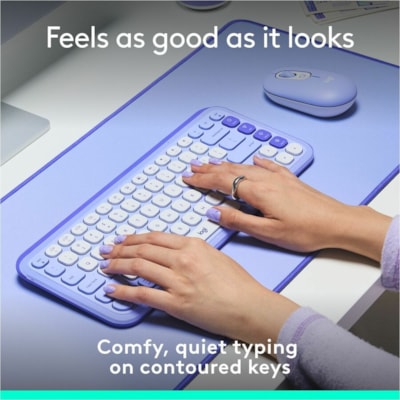 Logitech POP Icon Keys Keyboard - Wireless Connectivity - Bluetooth - 5.1 - 32.81 ft (10000 mm) - USB Interface - Easy-Switch, Power Switch Hot Key(s) - ChromeOS, Windows 10, Windows 11, Mac OS X 12.0 Monterey, Linux, Android 12, iOS 15, iPadOS 15 - PC, Mac - Recycled Plastic - AAA Battery Size Supp  WRLS 
