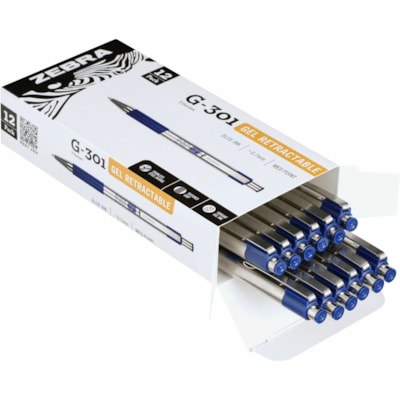 Zebra G-301 41320 Ballpoint Pen - 0.7 mm (0.03") Medium Pen Point - Refillable - Blue Ink - Gel-based - Stainless Steel Barrel - 1 Each MEDIUM 0.7MM BLUE 