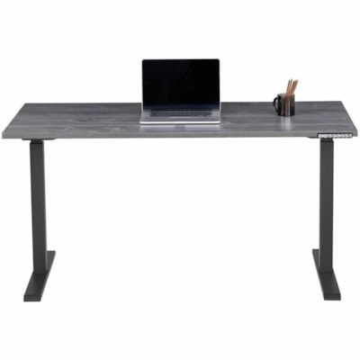 Realspace Magellan 60" Performance Electric Height-Adjustable Standing Desk, Grey - T-shaped Base - Modern Style - 2 Legs - Height Adjustable - 60" (1524 mm) Table Top Width x 30" (762 mm) Table Top Depth - 43" (1092.20 mm) Height - Business, Office, Home - Assembly Required - Gray, Dark - Steel, Wo  