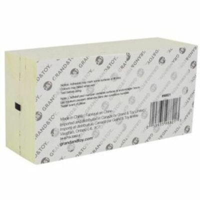 Grand & Toy 3" x 3" Extra Self-Stick Note Pads, Yellow, 90 Sheets/Pad, 12 Pads/PK - 3" (76.20 mm) Flag/Note Width x 3" (76.20 mm) Flag/Note Length - Square - 90 Sheets per Pad - Yellow - Self-stick, Super Sticky, Self-adhesive - 12 / Pack 90 SHEETS/PAD 12PK 12 PADS/PACK