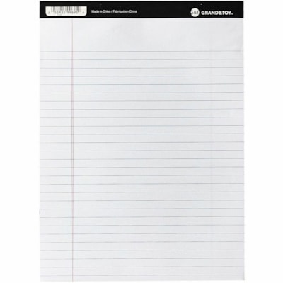Bloc de papier Grand & Toy - 50 Feuilles - Margin Reglure large - format lettre - format 8 1/2 po (215,90 mm) x 11 po (279,40 mm) - Paper Blanc - Microperforé - 10 / emballage BLANC MICRO PERFORATIONS 50 FEUILLES PAR BLOC