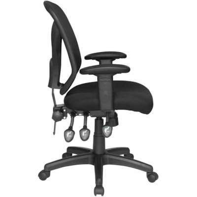 Realspace Chair - Fabric Seat - Black Mesh Back - Black Frame - Mid Back - 5-star Base - Black - Armrest - 1 Each  