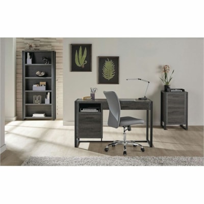 Realspace DeJori 51" Writing Desk, Charcoal - 2 x Storage Drawer(s) - Material: Engineered Wood, Laminate, Paperboard - Finish: Charcoal - Center Drawer - For Writing, Document, Stationary, Book, Computer WRITING DESK CHARCOAL 