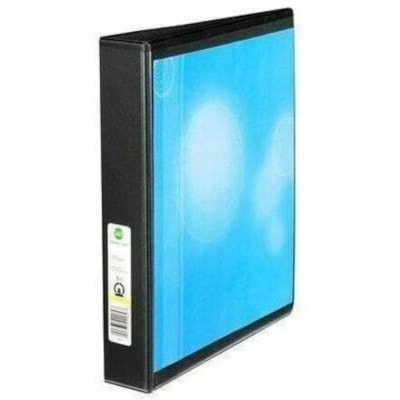 Grand & Toy Presentation Binder - Letter - 8 1/2" (215.90 mm) x 11" (279.40 mm) Sheet Size - 475 Sheet Capacity - 3 x 1.50" (38.10 mm) Ring(s) - Fastener(s): Round Ring - Pocket(s): 4, Internal - Polypropylene, Plastic - Black - Recycled - PVC-free, Anti-glare, Locking Ring, Clear Front, Cover, Easy  