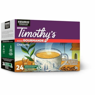 Timothy's Chai Latte K-Cup Pods - Box of 24 - Compatible with K-Cup Brewer, Keurig 2 BrewerPer Box - 24 Packet  