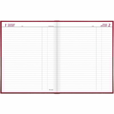 Brownline Traditional Daily Hard Cover Bound Journal 10" x 7-7/8" Red English - Daily - 12 Month - January 2025 to December 2025 - 1 Day Single Page Layout - 7 7/8" (200.03 mm) x 10" (254 mm) Sheet Size - Perfect - Desktop - Red - Red Cover - Notepad, Perforated Corner, Perpetual Calendar, Hard Cove  