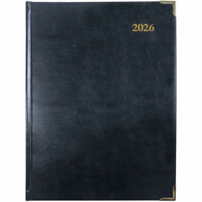 Brownline Executive Daily Planner, 10-7/8" x 7-5/8" , Trilingual, Assorted - Julian Dates - Daily - January 2025 to December 2025 - 7:00 AM to 10:45 PM - Quarter-hourly - 1 Day Single Page Layout - 7 5/8" (193.68 mm) x 10 7/8" (276.23 mm) Sheet Size - Sewn - Assorted - Leather - Hard Cover, Ribbon M  