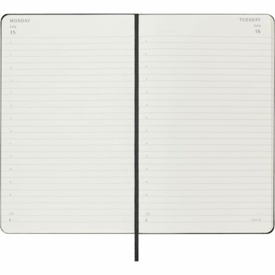 Moleskine Diary - Large - Monthly - 12 Month - January 2024 - December 2024 - 1 Day Single Page Layout - 5" x 8 1/4" Sheet Size - Elastic - Black - Hard Cover, Acid-free, Rounded Corner, Gusseted Pocket, Printed, Trip Planning, Goal Section, Bookmark, Flat Opening  