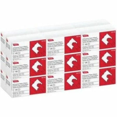 Cascades PRO Tuff-Job Singlefold Wipers, Pop-up Box, 2-Ply, White, 125 sheets, 18 boxes/pack - 2 Ply - Single Fold - 8.10" (205.74 mm) Width x 10.20" (259.08 mm) Length - White - Paper - 125/Box - 18 / Pack WHITE 10.25X8.1  125SHTS  2PLY 