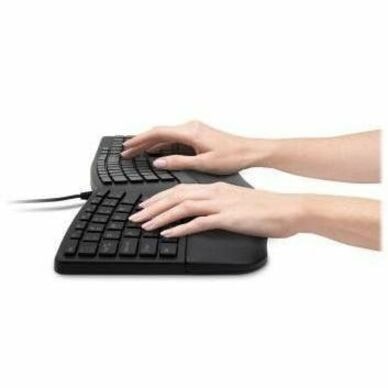 Kensington Pro Fit Ergo Wired Keyboard - Black - Cable Connectivity - USB Type A Interface - Windows 7, Windows 8, Windows 10 - PC - Black WIRED / USB - BLACK 