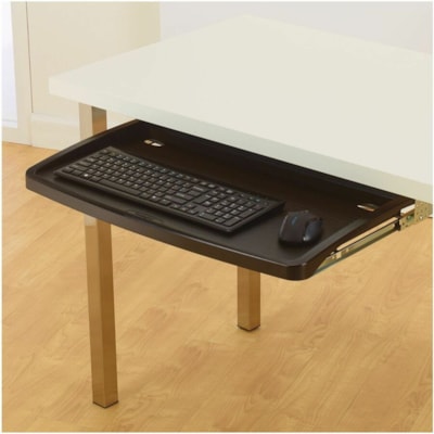 Kensington SmartFit Under-desk Comfort Keyboard Drawer - 13.5" (342.90 mm) Height x 25.9" (657.86 mm) Width - Black - High Impact Polystyrene (HIPS) - 1 EXTRA WIDE 26" TRAY W/MOUSING AERA HEIGHT ADJ.W/GEL WRIST PD