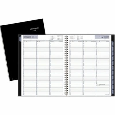 At-A-Glance 2026 Premiere Weekly Appointment Book - 11" H x 8" W - Black - Bilingual - Weekly - 12 Month - January 2026 to December 2026 - Quarter-hourly, 7:00 AM to 9:45 PM - Monday - Friday, 7:00 AM to 6:45 PM - Saturday - 1 Week Double Page Layout - 8" (203.20 mm) x 11" (279.40 mm) Sheet Size - S HARDCOVER BILINGUAL PREMIERE BLACK