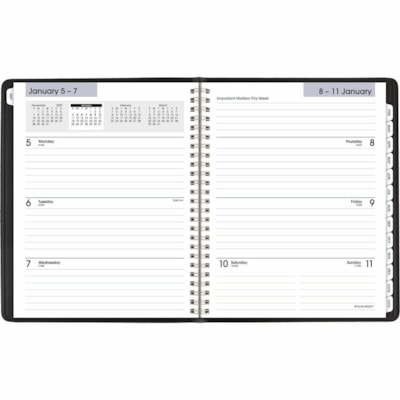 At-A-Glance 2026 Executive Weekly/Monthly Planner - 8-3/4" H x 6-7/8" W - Black - English - Weekly, Monthly - 12 Month - January 2026 to December 2026 - 1 Week, 1 Month Double Page Layout - 6 7/8" (174.63 mm) x 8 3/4" (222.25 mm) Sheet Size - Spiral Bound - Paper - Black Simulated Leather, Faux Leat 6-7/8 X 8-3/4 BLK ENGLISH 