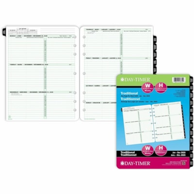 Day-Timer 2026 Dated Refill 2 Pages/Week Folio - 11" H x 8-1/2" W - Bilingual - Folio - Weekly - 12 Month - January 2026 to December 2026 - 8:00 AM to 5:00 PM - Hourly - Monday - Friday, 8:00 AM to 12:00 PM - Hourly - Saturday - Sunday - 1 Week Double Page Layout - Letter - 8 1/2" (215.90 mm) x 11"  8-1/2 X 11 VENDOR ITEM 68532 30% PCW