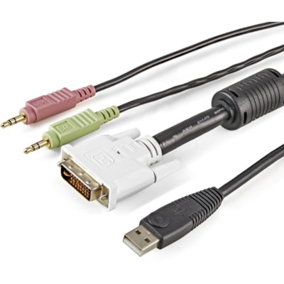 StarTech.com 4-in-1 USB DVI KVM Cable with Audio and Microphone - Connect high resolution DVI video, USB, audio and microphone all in one cable - kvm cable - usb kvm cable - kvm switch cable -DVI kvm cable ini-Jack Left Connector - Male  Left Gender - DVI U
