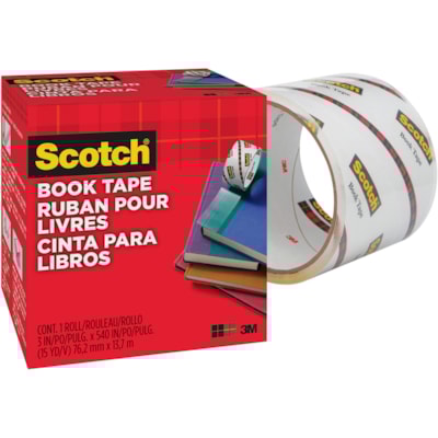 Scotch Book Tape - 15 yd (13.7 m) Length x 3" (76.2 mm) Width - 3" (76.20 mm) Core - Clear - Acrylic - Crack Resistant - For Repairing, Reinforcing, Protecting, Covering - 1 Roll LONG USE ON BOOKS MAGAZINES FOR BINDING EDGES AND MORE