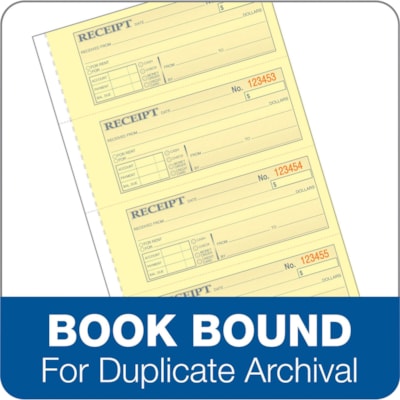 Adams Tapebound 3-part Money Receipt Book - 100 Sheet(s) - Tape Bound - 3 Part - Carbonless Copy - 2.75" (69.85 mm) x 7.62" (193.55 mm) Form Size - White, Canary, Pink - Assorted Sheet(s) - 1 Each CARBONLESS MONEY/RECEIPT BOOKS CANARY & PINK DUPLICATEBEHIND