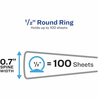 Avery® - Reliure Flexi-View(tm) ½" po , avec anneaux ronds, Bleu - 1/2 po (12,70 mm) Capcité du classeur - format lettre - format 8 1/2 po (215,90 mm) x 11 po (279,40 mm) - 100 Capacité en feuilles - 3 x 0,50 po (12,70 mm) Ring(s) - Fastener(s) : Anneau rond - Pocket(s) : 0, Int  " ROUND RINGS BLUE