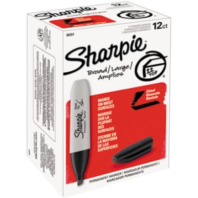 Sharpie - Marqueurs permanents à grand corps - Large Pointe biseautée Pointe de marqueur - Ink Noir - Encre à base d'alcool - 1 chaque  
