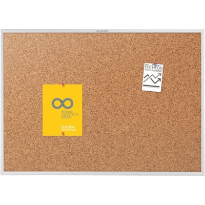 Quartet Classic Series Bulletin Board - 24" (609.60 mm) Board Height x 36" (914.40 mm) Board Width - Brown Natural Cork Surface - Heavy-gauge, Self-healing, Heavy Duty - Silver Aluminum Frame - 1 Each HEAVY GUAGE ANODIZED ALUMINUM FRAME WIDTH 1 1/4" QUARTET