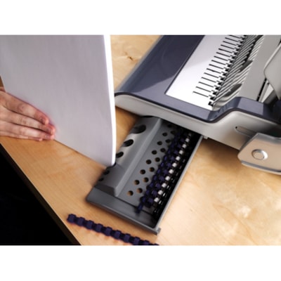 Fellowes Quasar(tm) E 500 Electric Comb Binding Machine w/ Starter Kit - CombBind - 500 Sheet(s) Bind - 25 Punch - 5.13" (130.30 mm) Height x 16.88" (428.75 mm) Width x 15.38" (390.65 mm) Depth - Metallic Silver, Black ELECTRIC. PUNCHES 25 SHTS BINDS UP TO 500 SHEETS